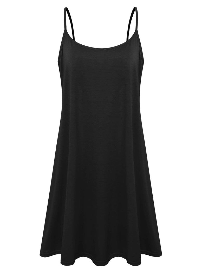 7th Element Plus Size Slip Dress for Women Under Dresses 2026 Spaghetti Strap Cami Camisoles Sun Tank Sleeveless Sundress(Black,3X) - Image 4